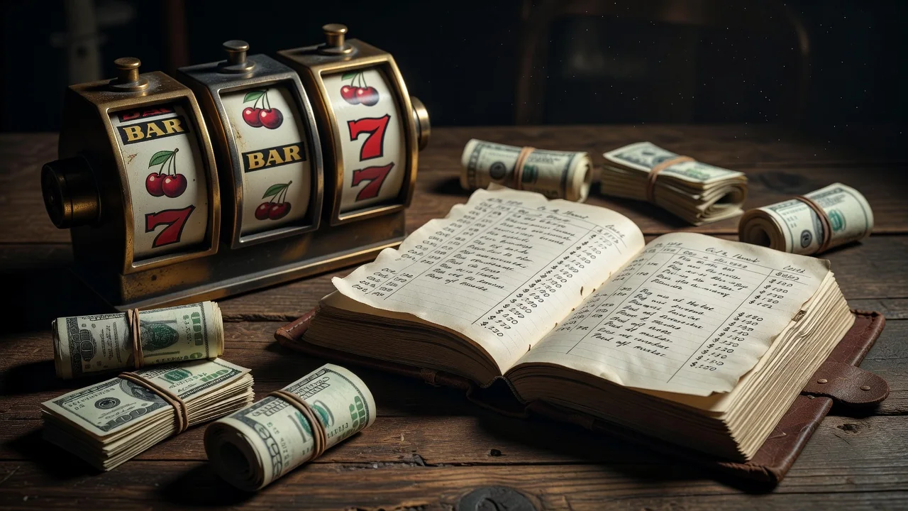Slot reels and a bankroll notebook for Winoui Casino