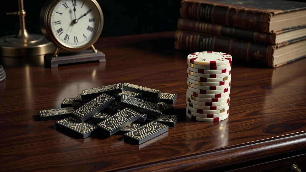 Two slot styles: steady versus volatile, chips on a desk
